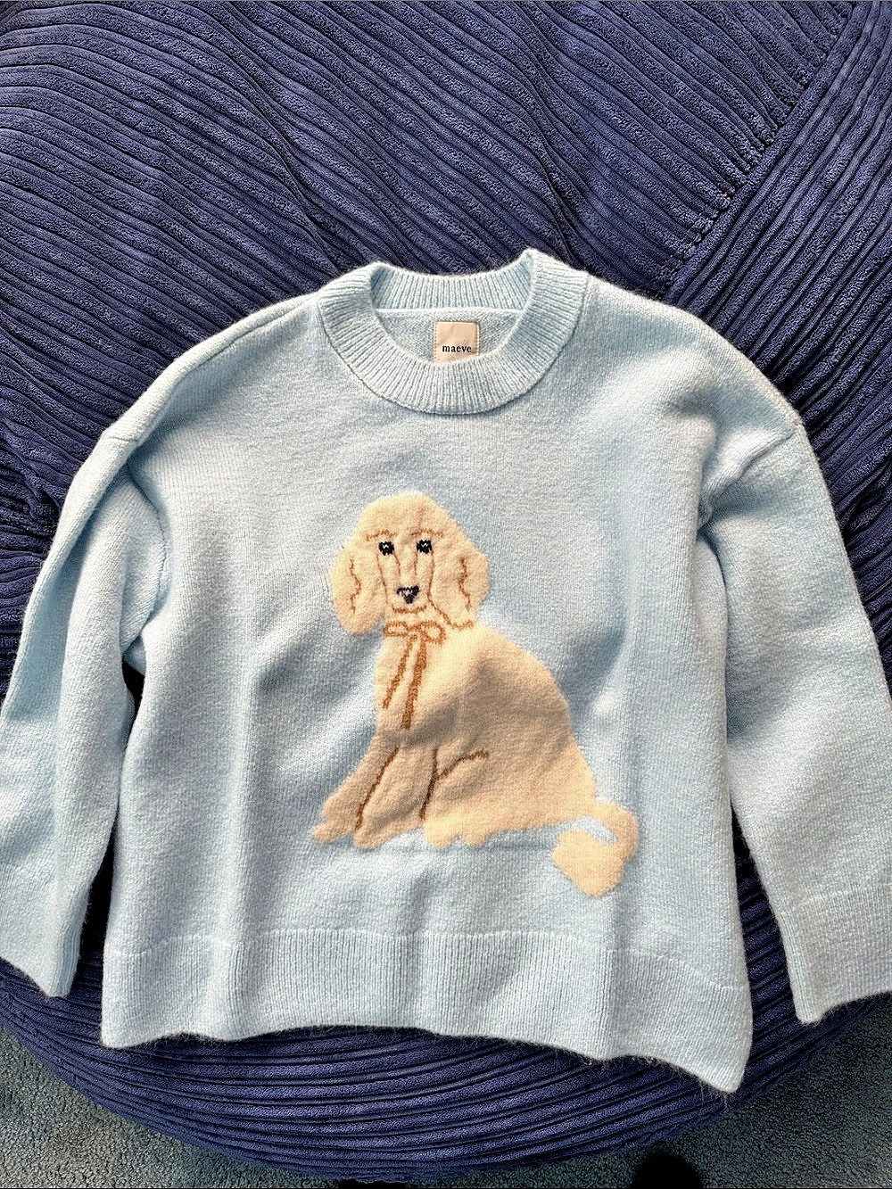 maeve Crew-Neck Dog Icon Pullover Sweater Blue XS bought at Anthropologie. Worn